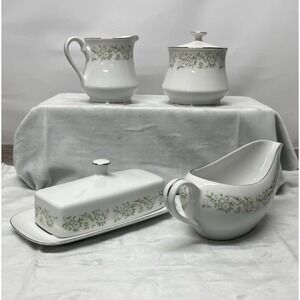 Sterling China SPRINGTIME 4 Piece Set. Creamer, Butter W/lid, Sugar W/lid, Gravy